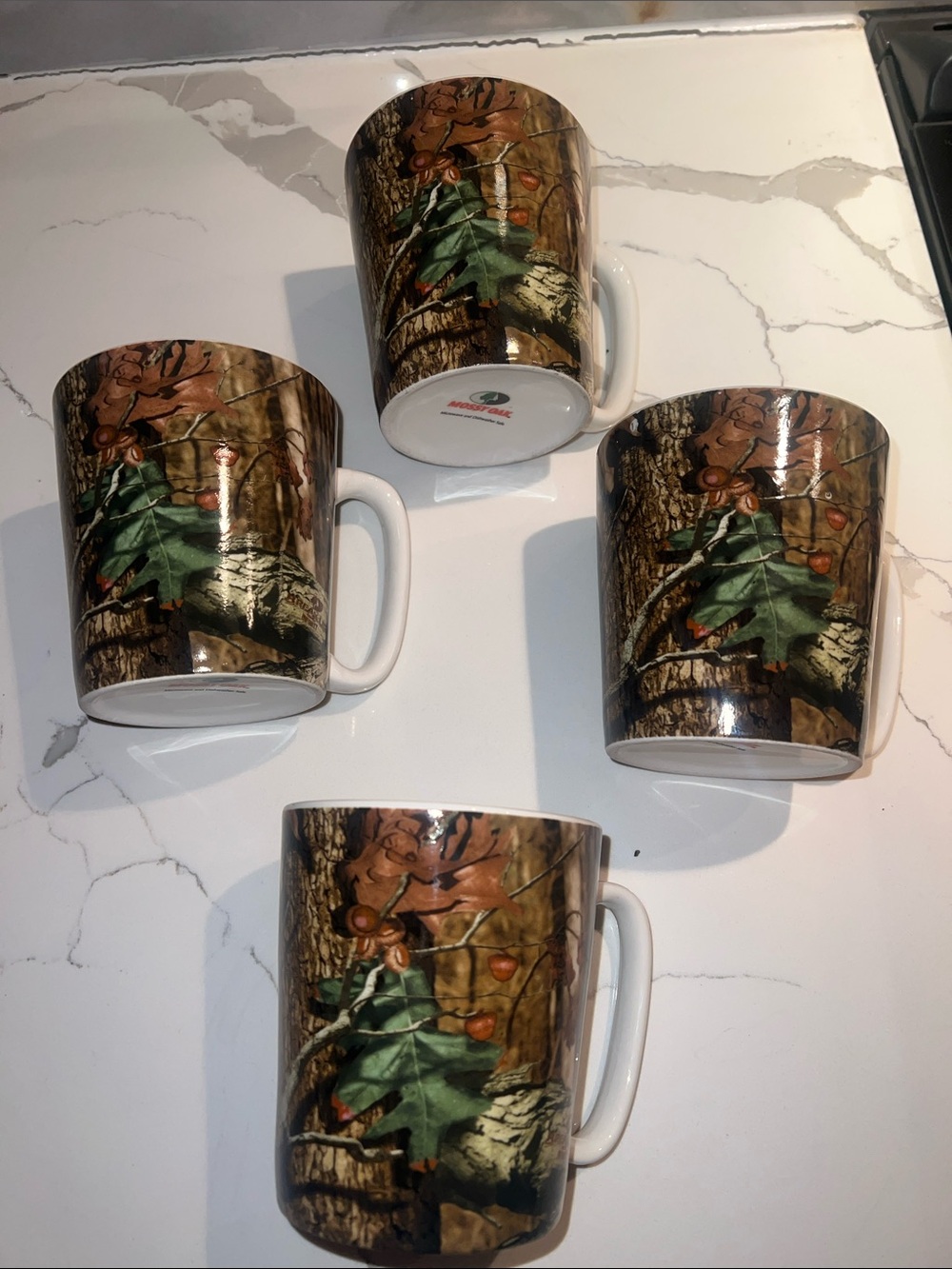 Set of 4 Mossy Oak 15.8oz  Green Stoneware Mugs  New